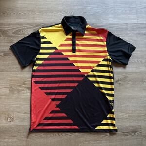 Loudmouth Polo Shirt Mens Large Black Red Loud Performance Geometric Stretch